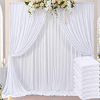 40ft×10ft Wrinkle Free White Backdrop Curtain for Parties, 8 Panels Polyester Photo Backdrop Drapes Back Drop