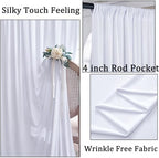 40ft×10ft Wrinkle Free White Backdrop Curtain for Parties, 8 Panels Polyester Photo Backdrop Drapes Back Drop, alternate view