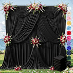 40ft×12ft Black Backdrop Curtain for Wedding Parties, Wrinkle Free Polyester Photo Backdrop Drapes for Baby