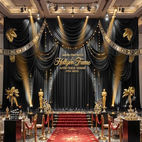 40ft×12ft Black Backdrop Curtain for Wedding Parties, Wrinkle Free Polyester Photo Backdrop Drapes for Baby, alternate view 3
