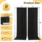 40ft×12ft Black Backdrop Curtain for Wedding Parties, Wrinkle Free Polyester Photo Backdrop Drapes for Baby, alternate view 5