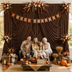 40ft×12ft Brown Backdrop Curtain for Wedding Parties, Wrinkle Free Polyester Photo Backdrop Drapes for Baby, alternate view 2