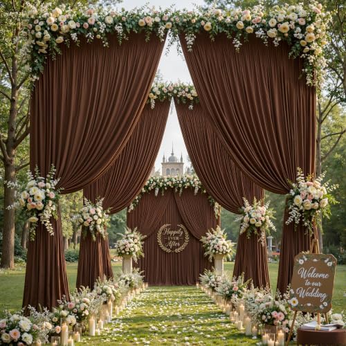 40ft×12ft Brown Backdrop Curtain for Wedding Parties, Wrinkle Free Polyester Photo Backdrop Drapes for Baby, alternate view 7