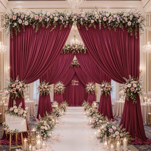 40ft×12ft Burgundy Backdrop Curtain for Wedding Parties, Wrinkle Free Polyester Photo Backdrop Drapes for Baby, alternate