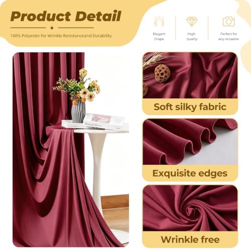 40ft×12ft Burgundy Backdrop Curtain for Wedding Parties, Wrinkle Free Polyester Photo Backdrop Drapes for Baby, alternate
