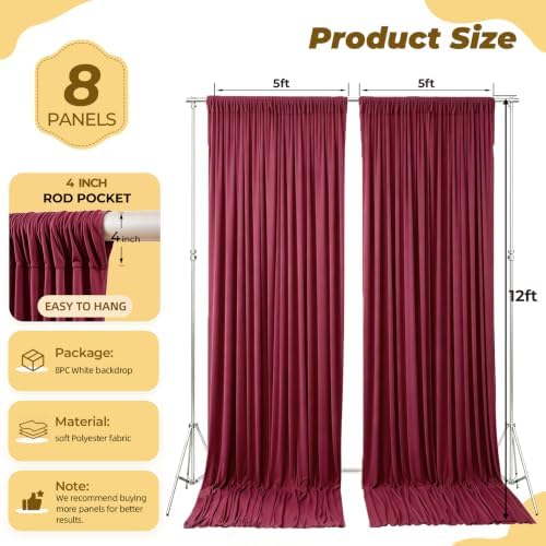 40ft×12ft Burgundy Backdrop Curtain for Wedding Parties, Wrinkle Free Polyester Photo Backdrop Drapes for Baby, alternate