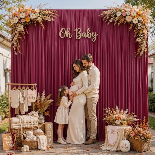 40ft×12ft Burgundy Backdrop Curtain for Wedding Parties, Wrinkle Free Polyester Photo Backdrop Drapes for Baby, alternate