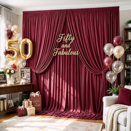 40ft×12ft Burgundy Backdrop Curtain for Wedding Parties, Wrinkle Free Polyester Photo Backdrop Drapes for Baby, alternate