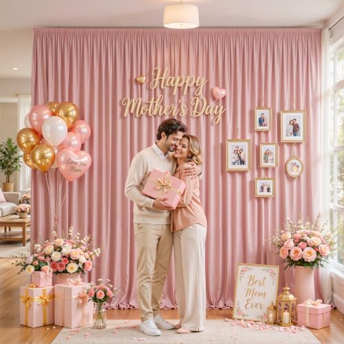 40ft×12ft Dusty Rose Backdrop Curtain for Wedding Parties, Wrinkle Free Polyester Photo Backdrop Drapes for Baby, alternate