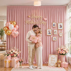 40ft×12ft Dusty Rose Backdrop Curtain for Wedding Parties, Wrinkle Free Polyester Photo Backdrop Drapes for Baby, alternate