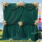 40ft×12ft Hunter Green Backdrop Curtain for Wedding Parties, Wrinkle Free Polyester Photo Backdrop Drapes for