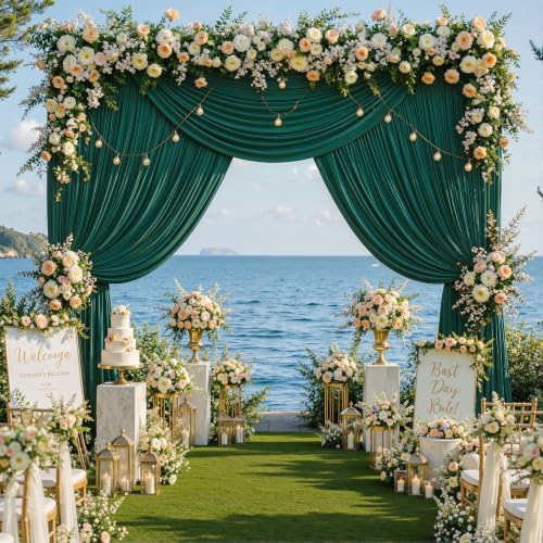 40ft×12ft Hunter Green Backdrop Curtain for Wedding Parties, Wrinkle Free Polyester Photo Backdrop Drapes for, alternate view