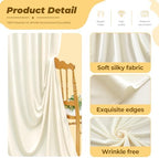 40ft×12ft Ivory Backdrop Curtain for Wedding Parties, Wrinkle Free Polyester Photo Backdrop Drapes for Baby, alternate view 4