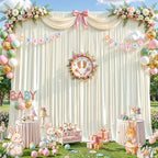 40ft×12ft Ivory Backdrop Curtain for Wedding Parties, Wrinkle Free Polyester Photo Backdrop Drapes for Baby, alternate view 6