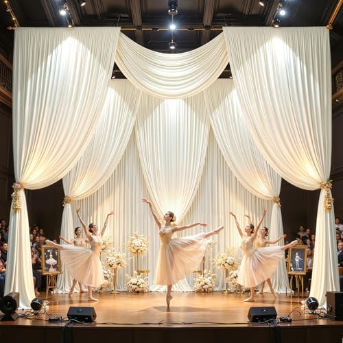 40ft×12ft Ivory Backdrop Curtain for Wedding Parties, Wrinkle Free Polyester Photo Backdrop Drapes for Baby, alternate view 7