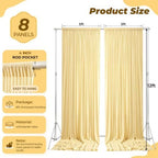 40ft×12ft Light Yellow Backdrop Curtain for Wedding Parties, Wrinkle Free Polyester Photo Backdrop Drapes for, alternate view