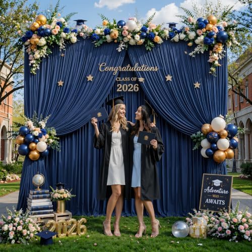 40ft×12ft Navy Blue Backdrop Curtain for Wedding Parties, Wrinkle Free Polyester Photo Backdrop Drapes for Baby, alternate