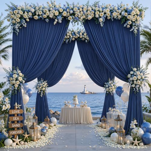 40ft×12ft Navy Blue Backdrop Curtain for Wedding Parties, Wrinkle Free Polyester Photo Backdrop Drapes for Baby, alternate