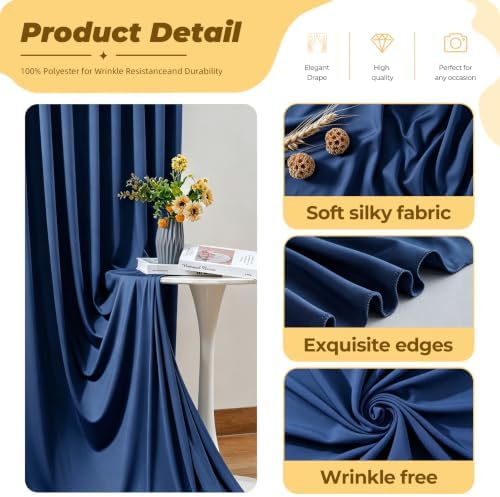 40ft×12ft Navy Blue Backdrop Curtain for Wedding Parties, Wrinkle Free Polyester Photo Backdrop Drapes for Baby, alternate