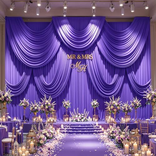 40ft×12ft Purple Backdrop Curtain for Wedding Parties, Wrinkle Free Polyester Photo Backdrop Drapes for Baby, alternate view