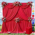 40ft×12ft Red Backdrop Curtain for Wedding Parties, Wrinkle Free Polyester Photo Backdrop Drapes for Baby
