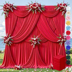 40ft×12ft Red Backdrop Curtain for Wedding Parties, Wrinkle Free Polyester Photo Backdrop Drapes for Baby