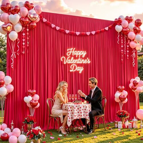40ft×12ft Red Backdrop Curtain for Wedding Parties, Wrinkle Free Polyester Photo Backdrop Drapes for Baby, alternate view 2