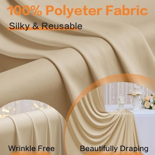 40ft×14ft Wrinkle Free Champagne Backdrop Curtain for Wedding Parties Photo in 14ft Long_8 Panels in Champagne, alternate