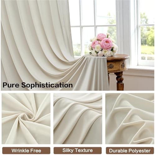 40ft×15ft Beige Backdrop Curtain for Wedding Parties in W5' x H15'(8 panels) in Beige, alternate view 3