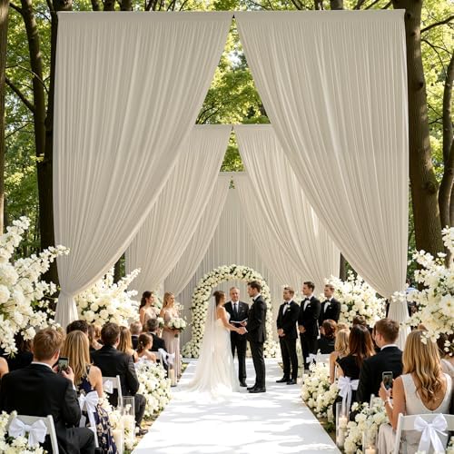 40ft×15ft Beige Backdrop Curtain for Wedding Parties in W5' x H15'(8 panels) in Beige, alternate view 4