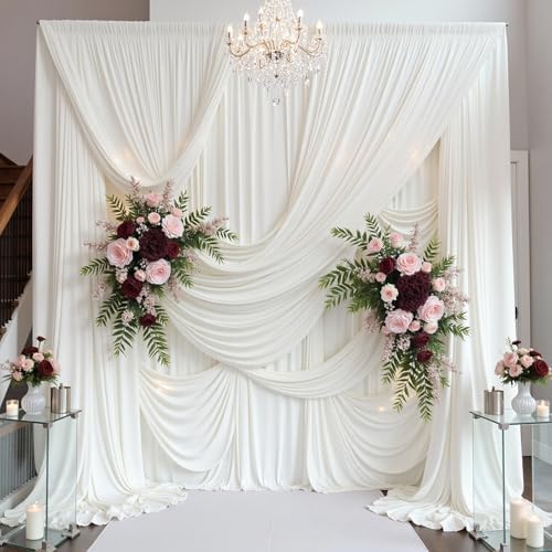 40ft×15ft Creamy Ivory Backdrop Curtain for Wedding Parties
