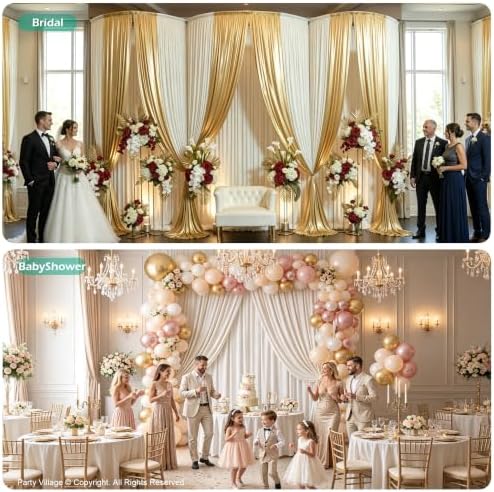 40ft×15ft Creamy Ivory Backdrop Curtain for Wedding Parties, alternate view 4