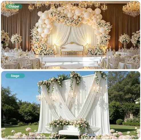 40ft×15ft Creamy Ivory Backdrop Curtain for Wedding Parties, alternate view 6