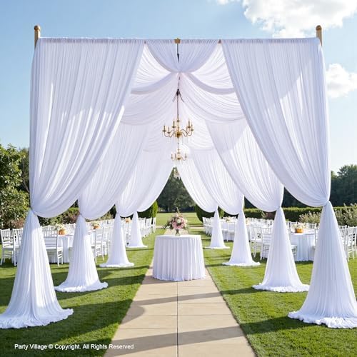 40ft×15ft White Backdrop Curtain for Wedding Parties, alternate view 3