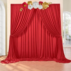 40ft×8ft Red Wrinkle Free Backdrop Curtains for Parties, 8 Panels 5×8ft Soft Silky Photo Backdrop Drapes for, alternate view