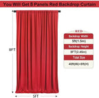 40ft×8ft Red Wrinkle Free Backdrop Curtains for Parties, 8 Panels 5×8ft Soft Silky Photo Backdrop Drapes for, alternate view