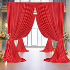40ft×8ft Red Wrinkle Free Backdrop Curtains for Parties, 8 Panels 5×8ft Soft Silky Photo Backdrop Drapes for, alternate view