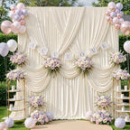 40ft x 10ft Beige Backdrop Curtains, Beige Cream Drapes for Backdrop Fabric in 40 ft X 10 ft(8 Panels 5ft X, alternate view 6