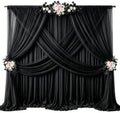 40ft x 10ft Black Backdrop Curtain Drapes, Wrinkle-Free Sheer Chiffon Fabric Photo Background Panels for Wedding