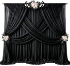 40ft x 10ft Black Backdrop Curtain Drapes, Wrinkle-Free Sheer Chiffon Fabric Photo Background Panels for Wedding