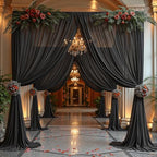 40ft x 10ft Black Backdrop Curtain Drapes, Wrinkle-Free Sheer Chiffon Fabric Photo Background Panels for Wedding, alternate