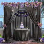 40ft x 10ft Black Backdrop Curtain Drapes, Wrinkle-Free Sheer Chiffon Fabric Photo Background Panels for Wedding, alternate