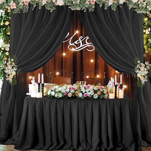 40ft x 10ft Black Backdrop Curtain Panels for Parties, 8 Panels 5ftx10ft Thick Wrinkle Resistant Polyester, alternate view 7