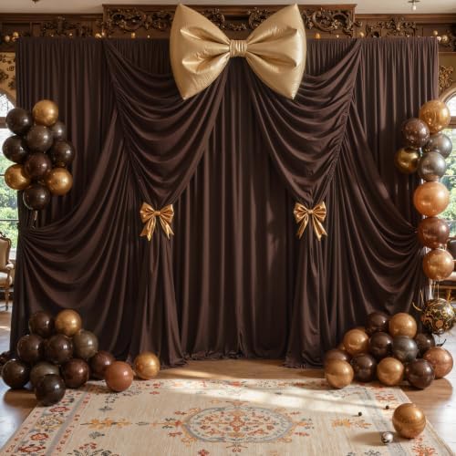 40ft x 10ft Brown Backdrop Curtains, Brown Drapes for Backdrop Fabric in 40 ft X 10 ft(8 Panels 5ft X 10ft) in