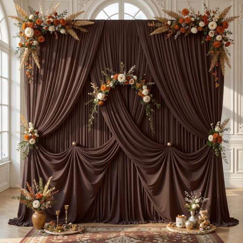 40ft x 10ft Brown Backdrop Curtains, Brown Drapes for Backdrop Fabric in 40 ft X 10 ft(8 Panels 5ft X 10ft) in, alternate