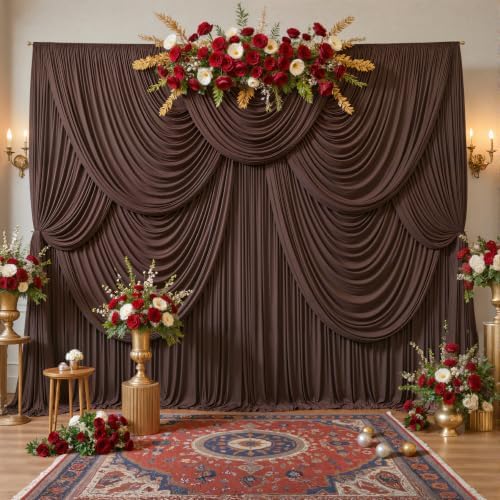 40ft x 10ft Brown Backdrop Curtains, Brown Drapes for Backdrop Fabric in 40 ft X 10 ft(8 Panels 5ft X 10ft) in, alternate