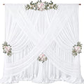 40ft x 10ft Cream White Backdrop Curtains, Wrinkle-Free Sheer Chiffon Fabric Photo Backdrop Drapes for Wedding