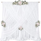 40ft x 10ft Cream White Backdrop Curtains, Wrinkle-Free Sheer Chiffon Fabric Photo Backdrop Drapes for Wedding