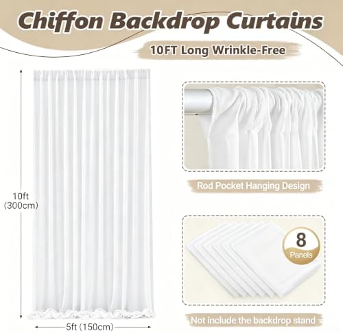 40ft x 10ft Cream White Backdrop Curtains, Wrinkle-Free Sheer Chiffon Fabric Photo Backdrop Drapes for Wedding, alternate