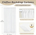 40ft x 10ft Cream White Backdrop Curtains, Wrinkle-Free Sheer Chiffon Fabric Photo Backdrop Drapes for Wedding, alternate
